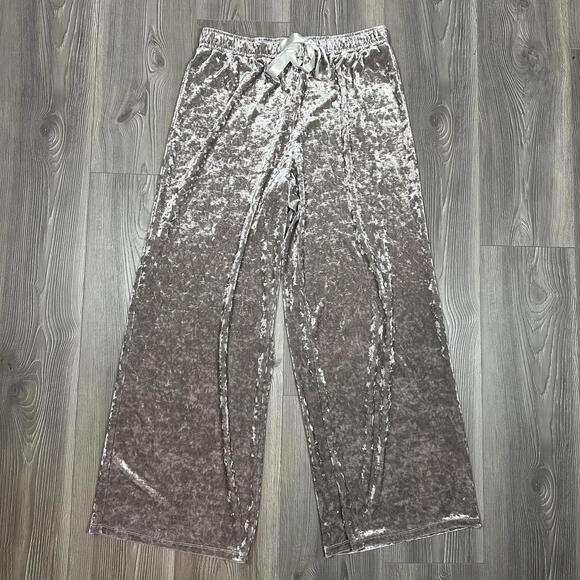 Cato Pants - Cato‎ Tan Crushed Velvet Pants with Ribbon Tie and Elastic Waistband